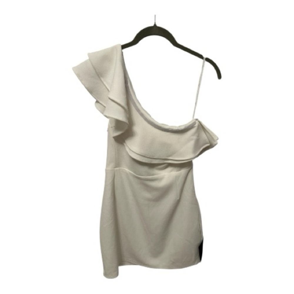 Lulus Enticing Behavior White Ruffled One-Shoulder Mini Dress size M - Picture 2 of 6